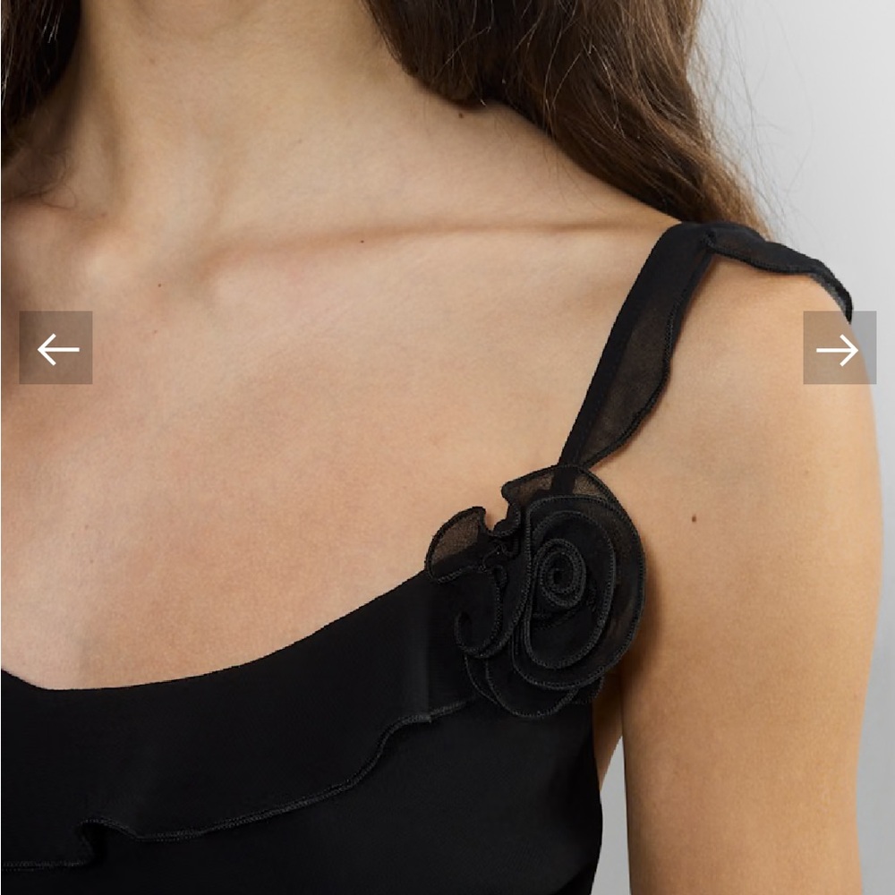 Aritzia Black Midi Dress with Floral Detail